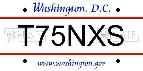 T75NXS District Of Columbia License Plate