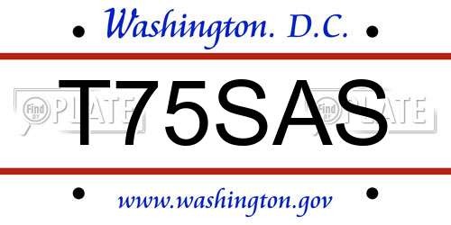 T75SAS District Of Columbia License Plate