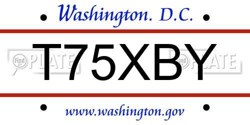 T75XBY District Of Columbia License Plate