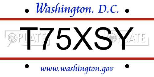 T75XSY District Of Columbia License Plate