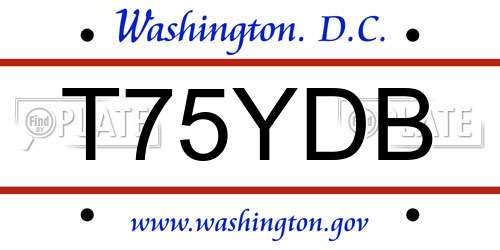 T75YDB District Of Columbia License Plate