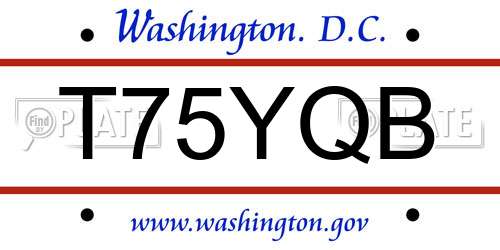 T75YQB District Of Columbia License Plate