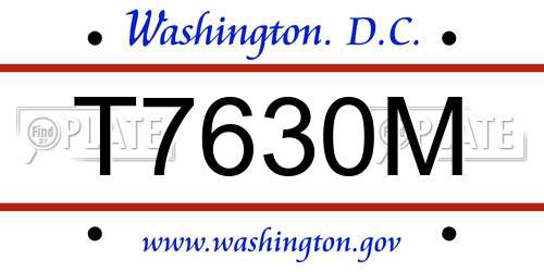 T7630M District Of Columbia License Plate