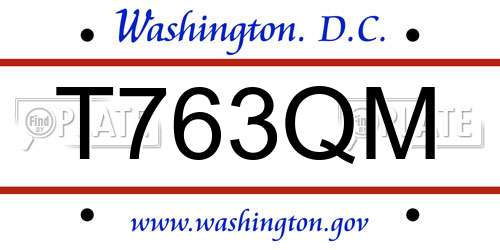 T763QM District Of Columbia License Plate