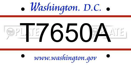 T7650A District Of Columbia License Plate
