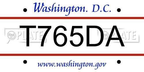 T765DA District Of Columbia License Plate
