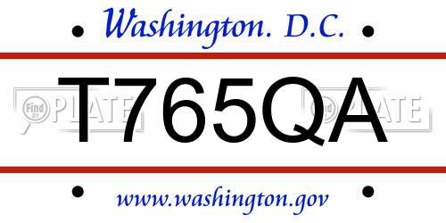 T765QA District Of Columbia License Plate