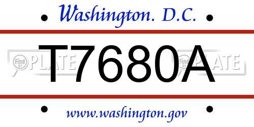 T7680A District Of Columbia License Plate