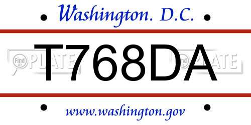 T768DA District Of Columbia License Plate