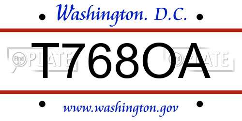 T768OA District Of Columbia License Plate