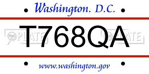 T768QA District Of Columbia License Plate