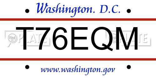 T76EQM District Of Columbia License Plate