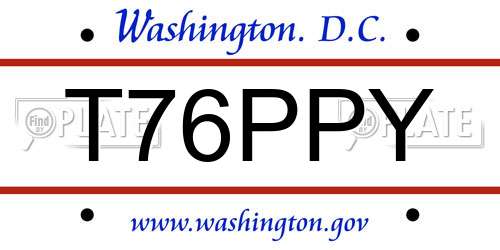 T76PPY District Of Columbia License Plate