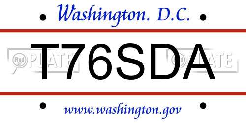 T76SDA District Of Columbia License Plate