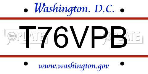 T76VPB District Of Columbia License Plate