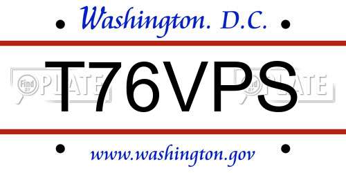 T76VPS District Of Columbia License Plate