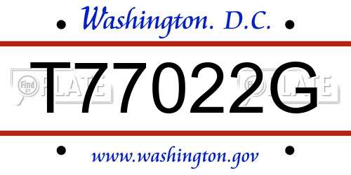 T77022G District Of Columbia License Plate