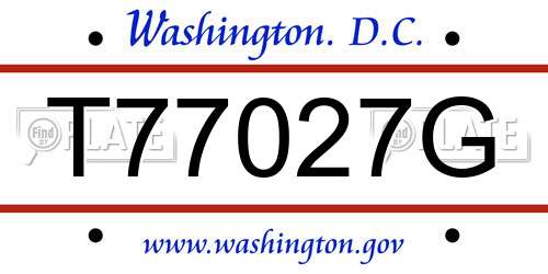 T77027G District Of Columbia License Plate