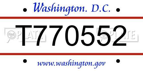 T770552 District Of Columbia License Plate