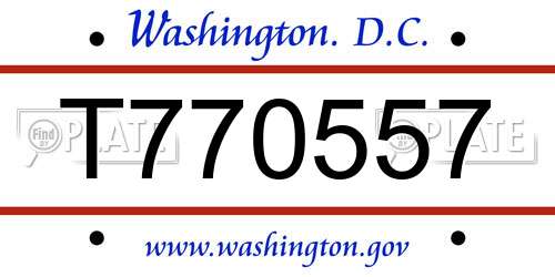T770557 District Of Columbia License Plate