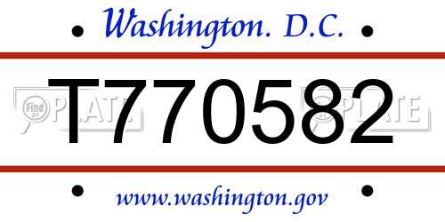 T770582 District Of Columbia License Plate