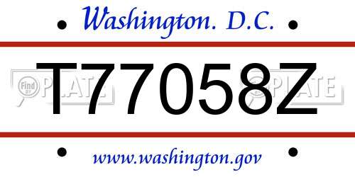 T77058Z District Of Columbia License Plate