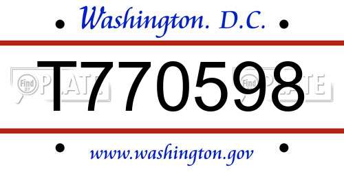 T770598 District Of Columbia License Plate