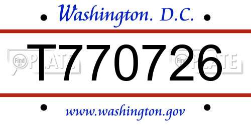 T770726 District Of Columbia License Plate