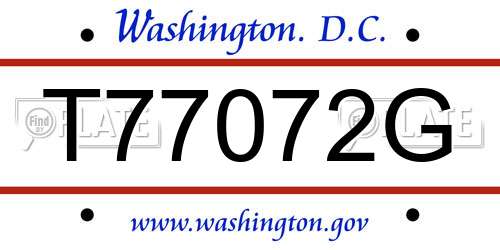 T77072G District Of Columbia License Plate