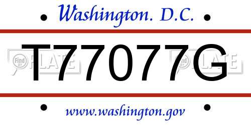 T77077G District Of Columbia License Plate