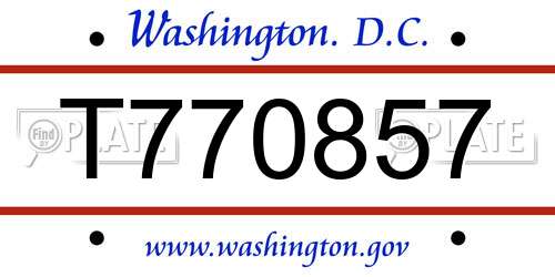 T770857 District Of Columbia License Plate