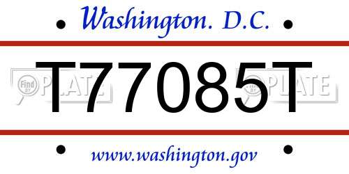 T77085T District Of Columbia License Plate