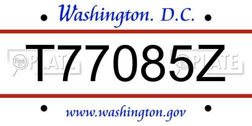 T77085Z District Of Columbia License Plate