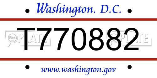 T770882 District Of Columbia License Plate