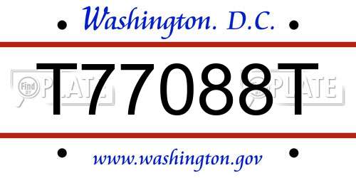 T77088T District Of Columbia License Plate