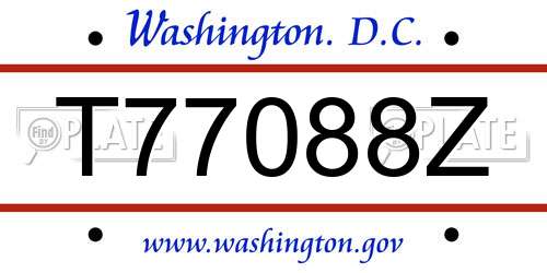 T77088Z District Of Columbia License Plate