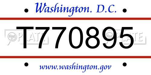 T770895 District Of Columbia License Plate
