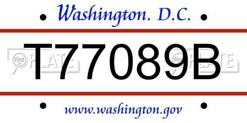 T77089B District Of Columbia License Plate