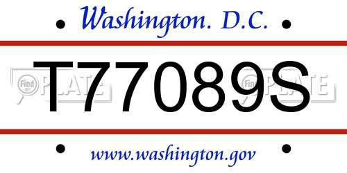 T77089S District Of Columbia License Plate