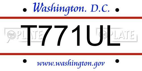 T771UL District Of Columbia License Plate
