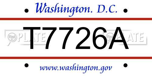 T7726A District Of Columbia License Plate