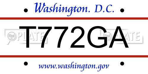T772GA District Of Columbia License Plate