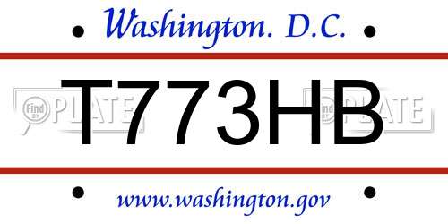 T773HB District Of Columbia License Plate