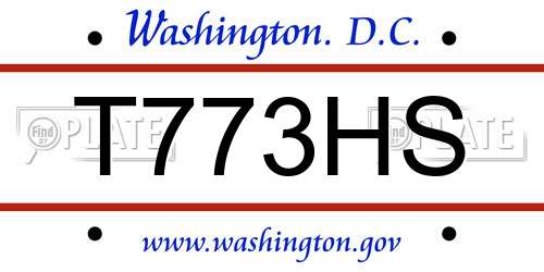 T773HS District Of Columbia License Plate