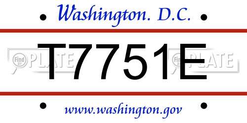 T7751E District Of Columbia License Plate