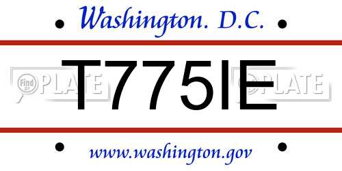 T775IE District Of Columbia License Plate