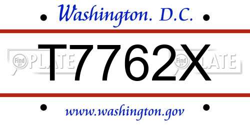 T7762X District Of Columbia License Plate