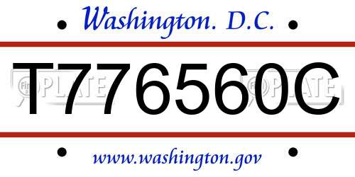 T776560C District Of Columbia License Plate