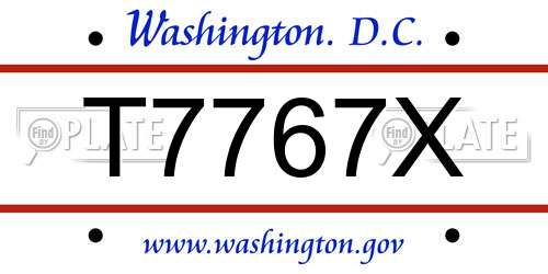 T7767X District Of Columbia License Plate