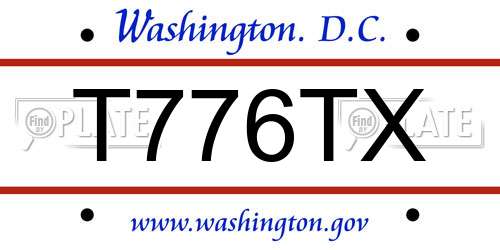 T776TX District Of Columbia License Plate